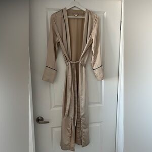 Beige Long Satin Robe